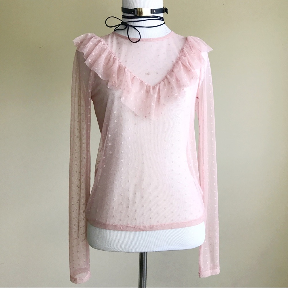 Forever 21 Sheer Blush Diamond Print Top - Picture 3 of 8